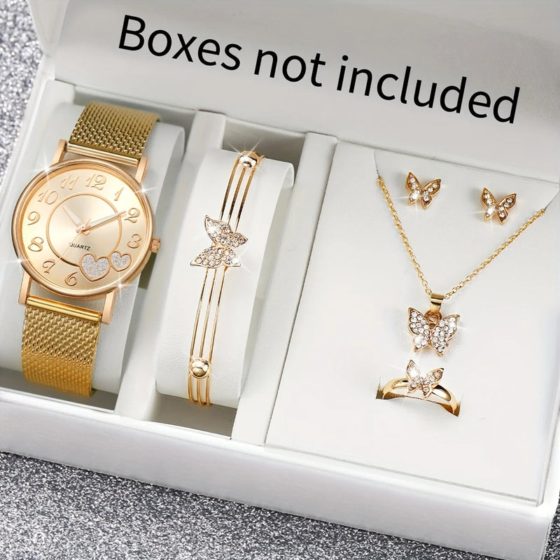 Conjunto de Relógios Femininos – Fashion com Coração e Borboleta