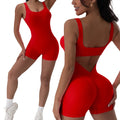 Macacão Fitness Feminino Sem Costas U-Neck – Yoga e Treino, Sem Bojo, Cor Lisa