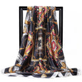 Lenço Quadrado Feminino 90x90cm – Cetim Toque de Seda, Estampado Fashion, Echarpe/Scarf/ Bandana de Luxo