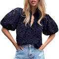 lusa Feminina de Verão com Renda e Bordado Floral – Elegante com Detalhes Vazados