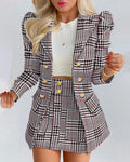 Eleve seu estilo no trabalho ou em eventos casuais com este conjunto feminino elegante de primavera 2026 composto por blazer de manga longa