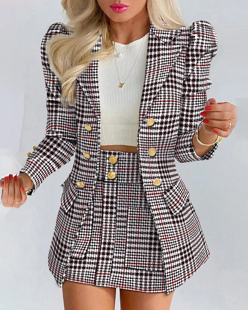 Eleve seu estilo no trabalho ou em eventos casuais com este conjunto feminino elegante de primavera 2026 composto por blazer de manga longa
