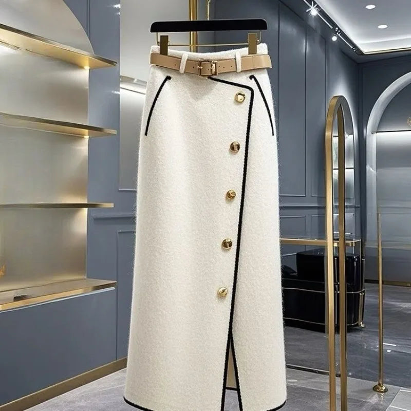 Saia Feminina Matakawa – Primavera/Outono, Estilo Coreano, A-Line Elegante