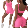 Macacão Fitness Feminino Sem Costas U-Neck – Yoga e Treino, Sem Bojo, Cor Lisa