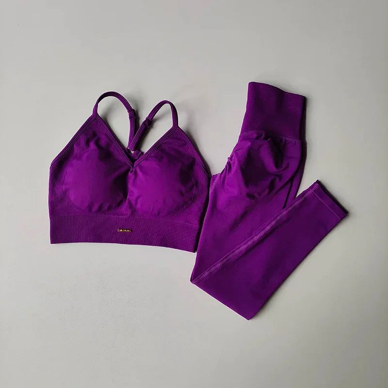 Conjunto Fitness Feminino 2026 – Legging Cintura Alta e Top, Efeito Levanta Quadril