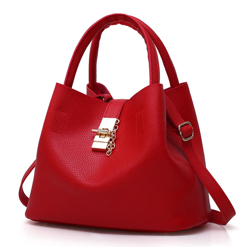 Bolsa Feminina de Ombro com Grande Capacidade – PU, Estilo Balde, Crossbody e Messenge