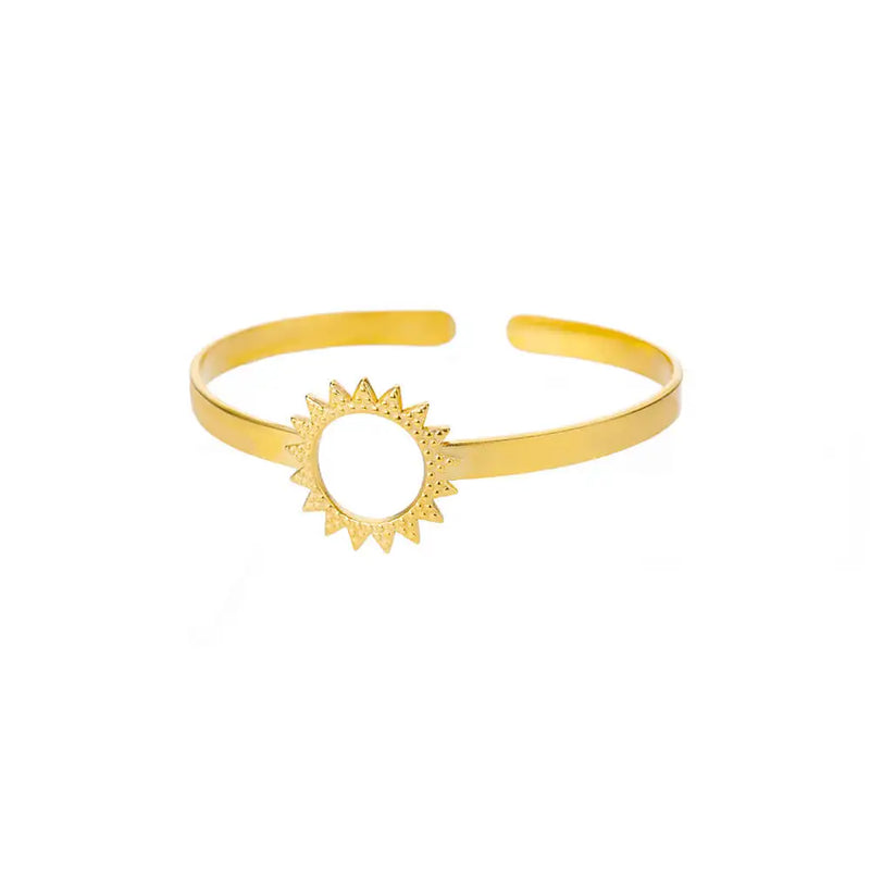 Bracelete Feminino Clássico com Padrão Relevo – Pulseira Cuff em Aço Inoxidável Dourado, Presente Elegante