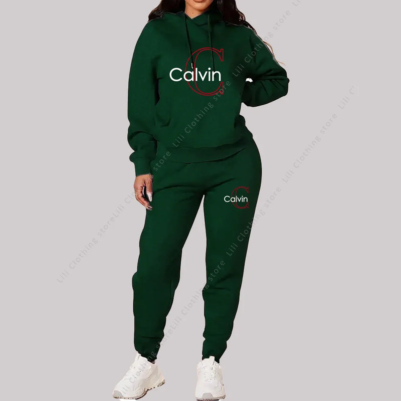 Eleve seu estilo casual com este conjunto feminino 2 peças 2026, composto por hoodie de capuz confortável e calça de moletom de alta qualidade.