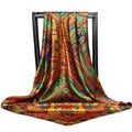 Lenço Quadrado Feminino 90x90cm – Cetim Toque de Seda, Estampado Fashion, Echarpe/Scarf/ Bandana de Luxo