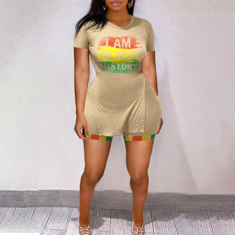 Conjunto Feminino Casual de Verão – T-Shirt Slim de Manga Curta + Shorts Estampados, Conjunto 2 Peças com Shorts Estreitos Estilo Leopardo