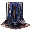 Lenço Quadrado Feminino 90x90cm – Cetim Toque de Seda, Estampado Fashion, Echarpe/Scarf/ Bandana de Luxo