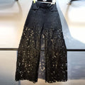 Calças Femininas de Verão 2025 – Jeans Patchwork com Bordado, Strass e Renda, Cintura Alta