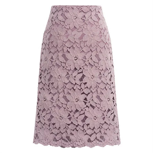 Saia Lápis Feminina de Verão – Renda Elegante, Cintura Alta, Office e Casual