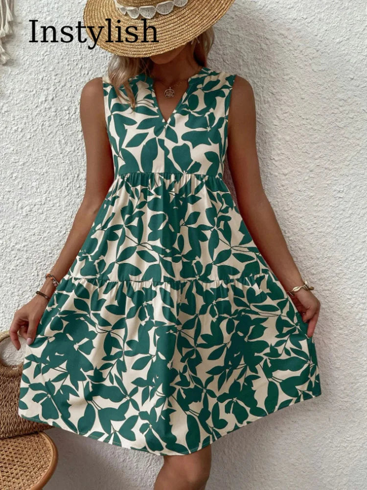 Vestido Feminino Boho Estampado – Mini, Elegante e Casual, Verão 2026