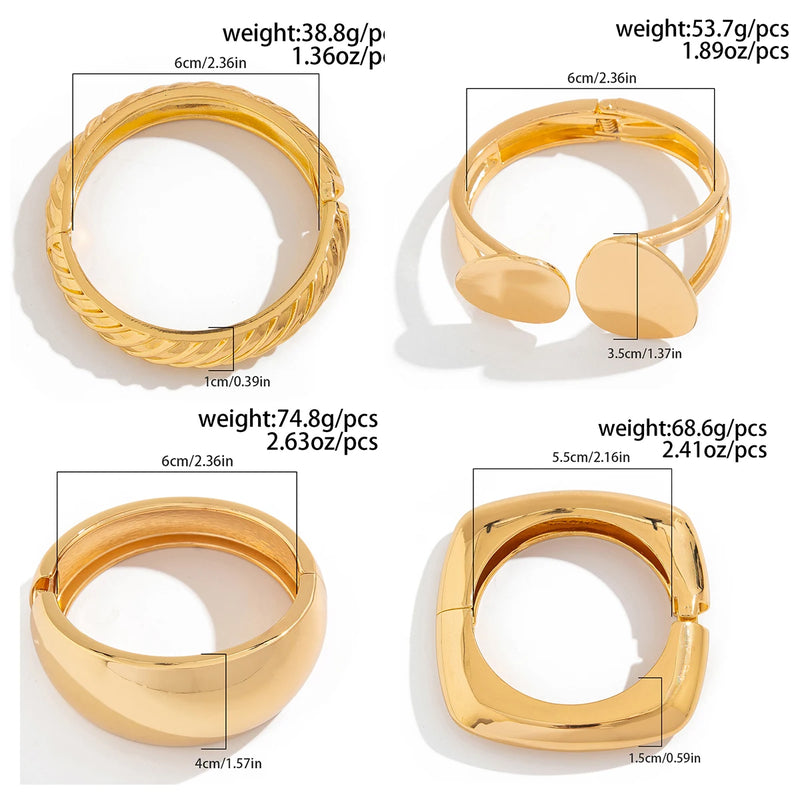 Pulseira Punk Exagerada de Metal Grosso – Estilo sofisticado,  Dourada