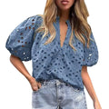 lusa Feminina de Verão com Renda e Bordado Floral – Elegante com Detalhes Vazados