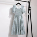 Vestido Feminino Primavera/Verão Chiffon Manga Curta Cintura Elástica A-Line Casual