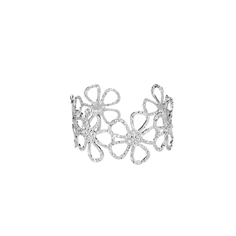 Bracelete Feminino Clássico com Padrão Relevo – Pulseira Cuff em Aço Inoxidável Dourado, Presente Elegante