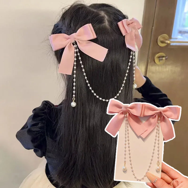 Presilha de Cabelo Laço Princesa com Pérolas – Rosa, Feminina e Infantil