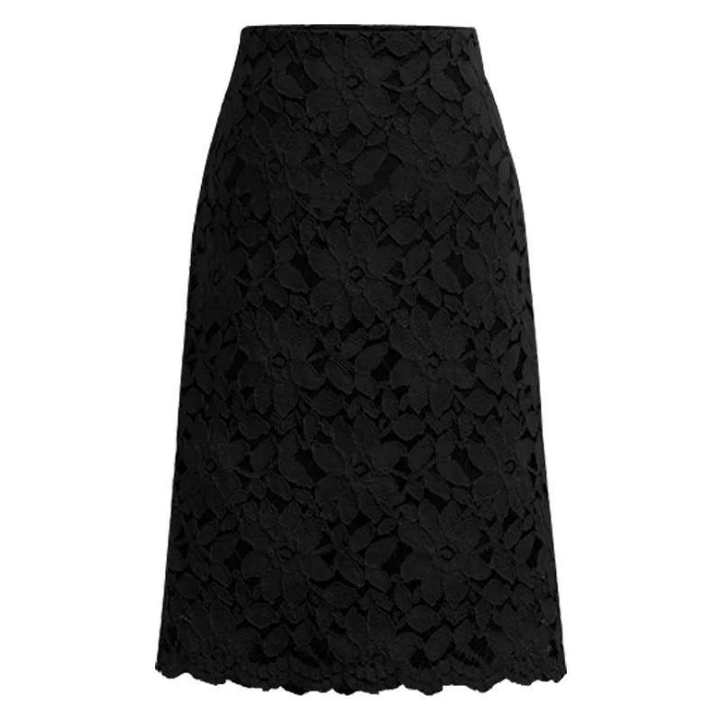 Saia Lápis Feminina de Verão – Renda Elegante, Cintura Alta, Office e Casual