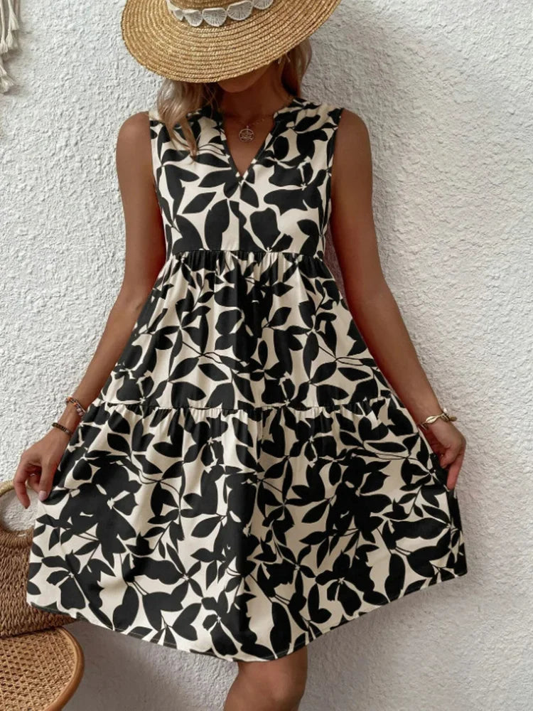 Vestido Feminino Boho Estampado – Mini, Elegante e Casual, Verão 2026