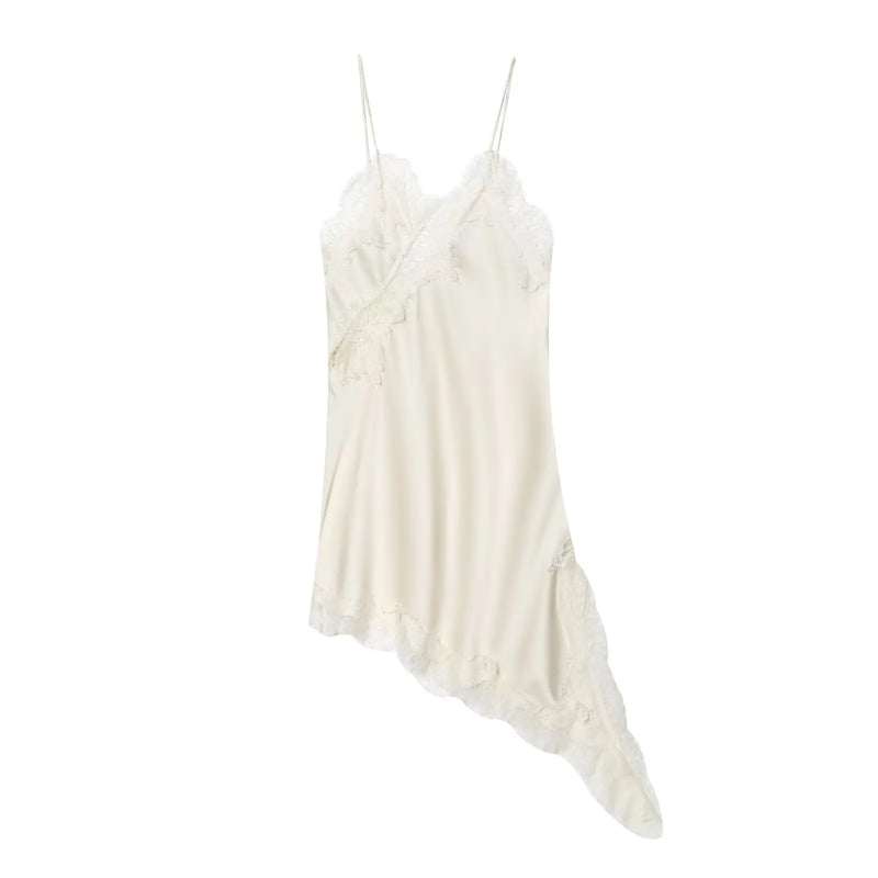 Vestido TRÁF Satin Sexy com Detalhes em Renda – Mulheres