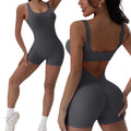 Macacão Fitness Feminino Sem Costas U-Neck – Yoga e Treino, Sem Bojo, Cor Lisa