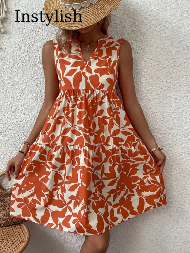 Vestido Feminino Boho Estampado – Mini, Elegante e Casual, Verão 2026