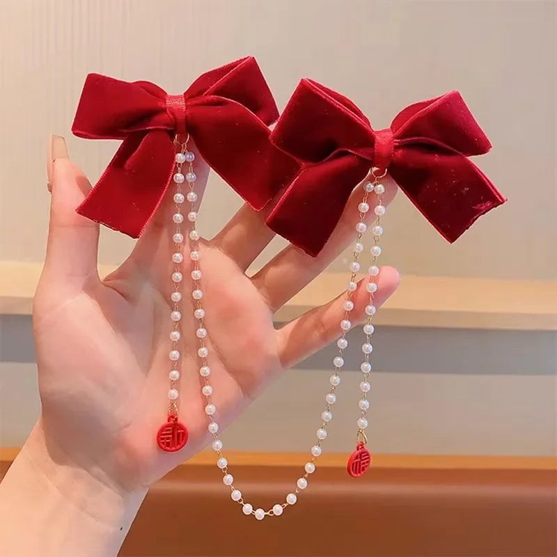Presilha de Cabelo Laço Princesa com Pérolas – Rosa, Feminina e Infantil