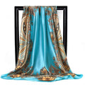 Lenço Quadrado Feminino 90x90cm – Cetim Toque de Seda, Estampado Fashion, Echarpe/Scarf/ Bandana de Luxo