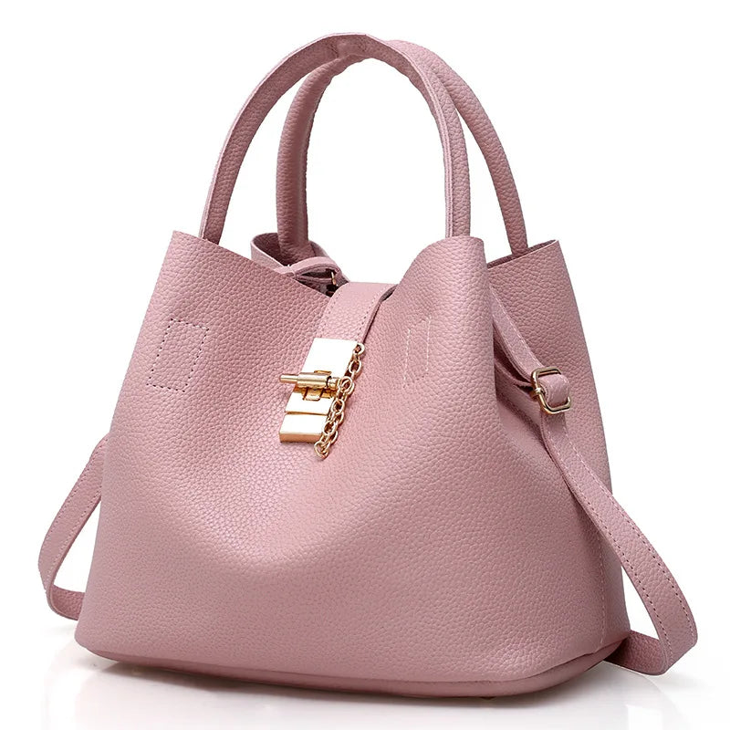Bolsa Feminina de Ombro com Grande Capacidade – PU, Estilo Balde, Crossbody e Messenge