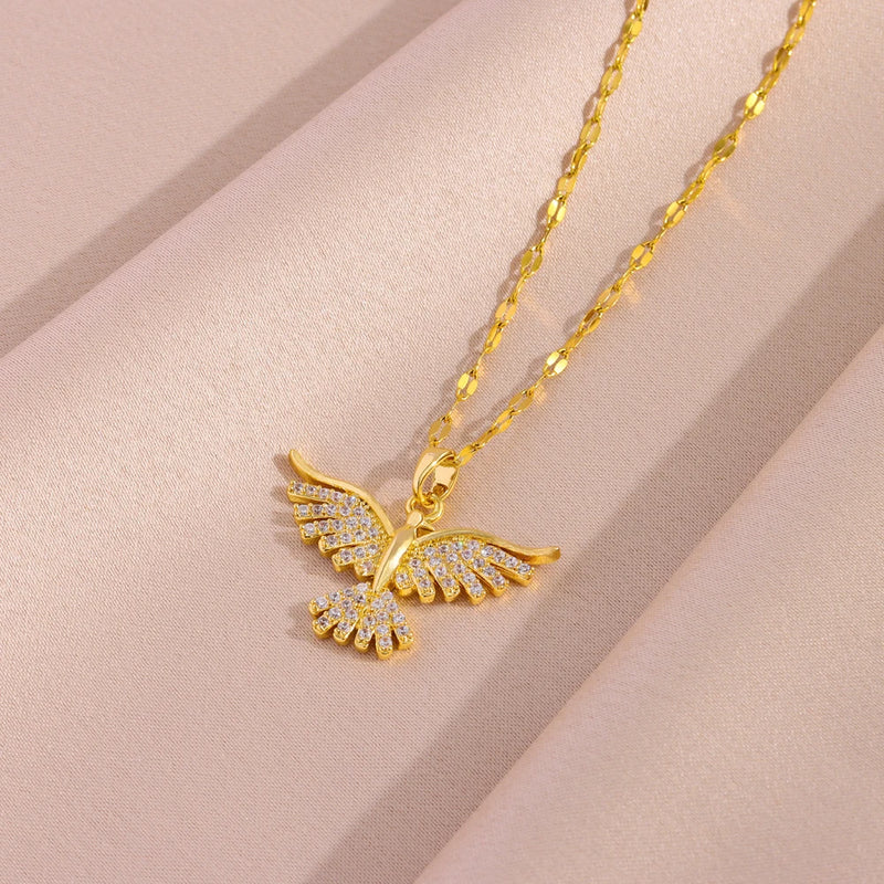 Colar Phoenix Vintage Banhado a Ouro 18K – Estilo Retrô para Mulheres