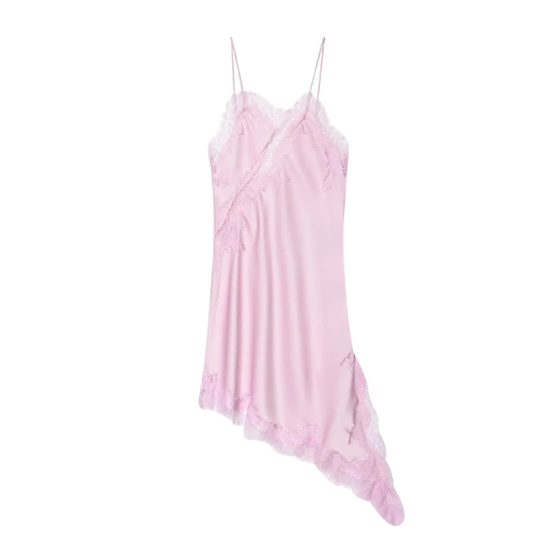 Vestido TRÁF Satin Sexy com Detalhes em Renda – Mulheres