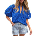 lusa Feminina de Verão com Renda e Bordado Floral – Elegante com Detalhes Vazados