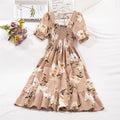 Vestido Feminino Primavera/Verão Chiffon Manga Curta Cintura Elástica A-Line Casual