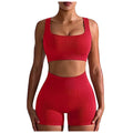 Conjunto Fitness Feminino 2025 – Top Cropped e Shorts de Cintura Alta