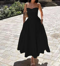 estido Longo Feminino Verão 2025 – Elegante, Retro Fashion, Cintura Marcada, Cores Sólidas