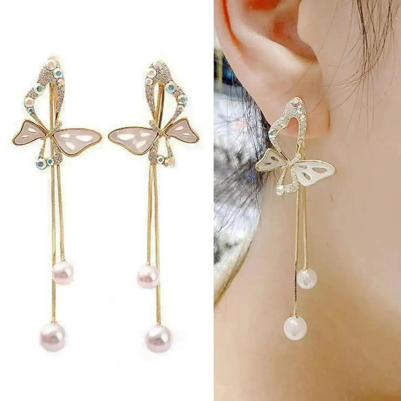 Elegantes brincos femininos com agulha em prata 925, pérolas delicadas e tassel moderno, com detalhes em zircônia. Tendência de moda coreana, perfeitos para complementar looks sofisticados e ocasiões especiais com luxo e brilho.