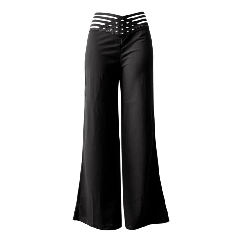 Calça Feminina Elegante Primavera/Outono – Cintura Alta, Pernas Largas, Solta e Longa, Casual e Office, Cor Sólida