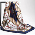 Lenço Quadrado Feminino 90x90cm – Cetim Toque de Seda, Estampado Fashion, Echarpe/Scarf/ Bandana de Luxo
