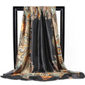 Lenço Quadrado Feminino 90x90cm – Cetim Toque de Seda, Estampado Fashion, Echarpe/Scarf/ Bandana de Luxo