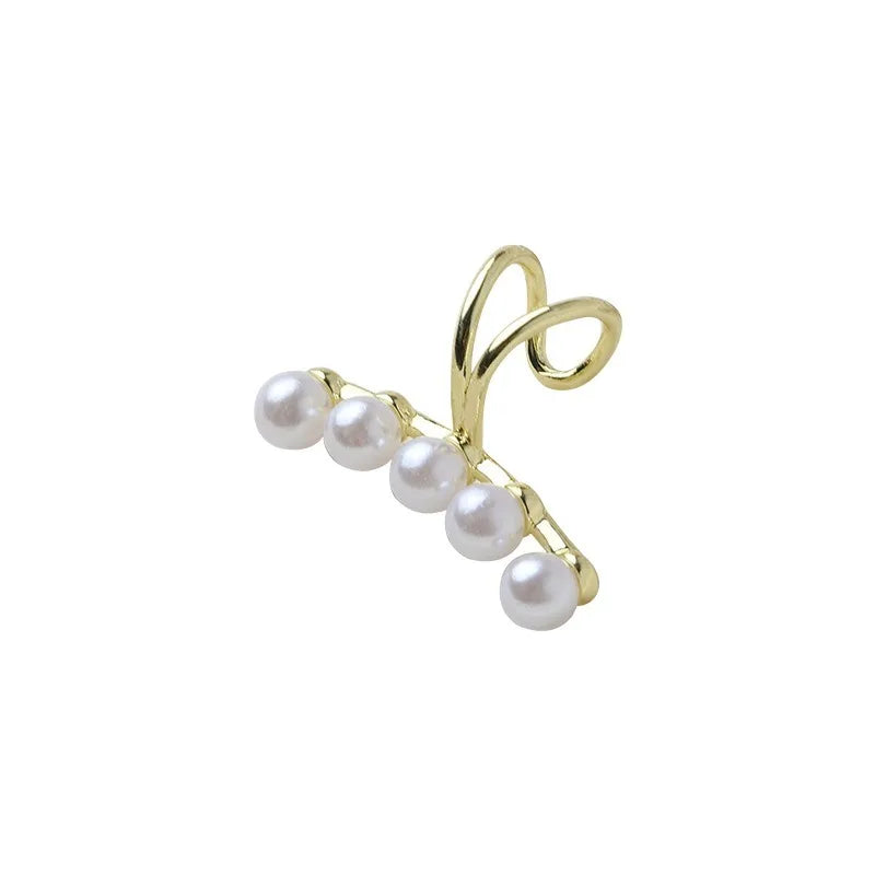Brinco Ear Cuff Feminino com Pérola – Fake Piercing, Estilo Retro, Elegante, Irregular