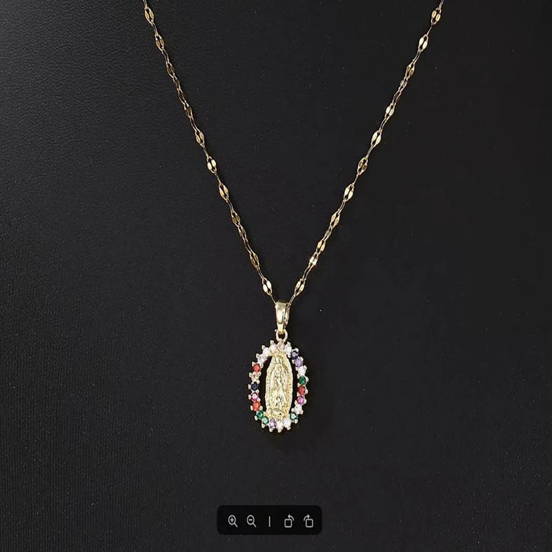 Colar Feminino Estrela do Céu com Zircônias Coloridas – Nossa Senhora Vazado, Estilo Europeu e Americano