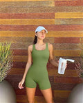 Macacão Esportivo Feminino – Conjunto de Yoga em Cor Lisa, Secagem Rápida, Ideal para Yoga, Ciclismo, Corrida e Treinos de Academia