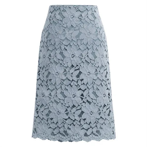 Saia Lápis Feminina de Verão – Renda Elegante, Cintura Alta, Office e Casual