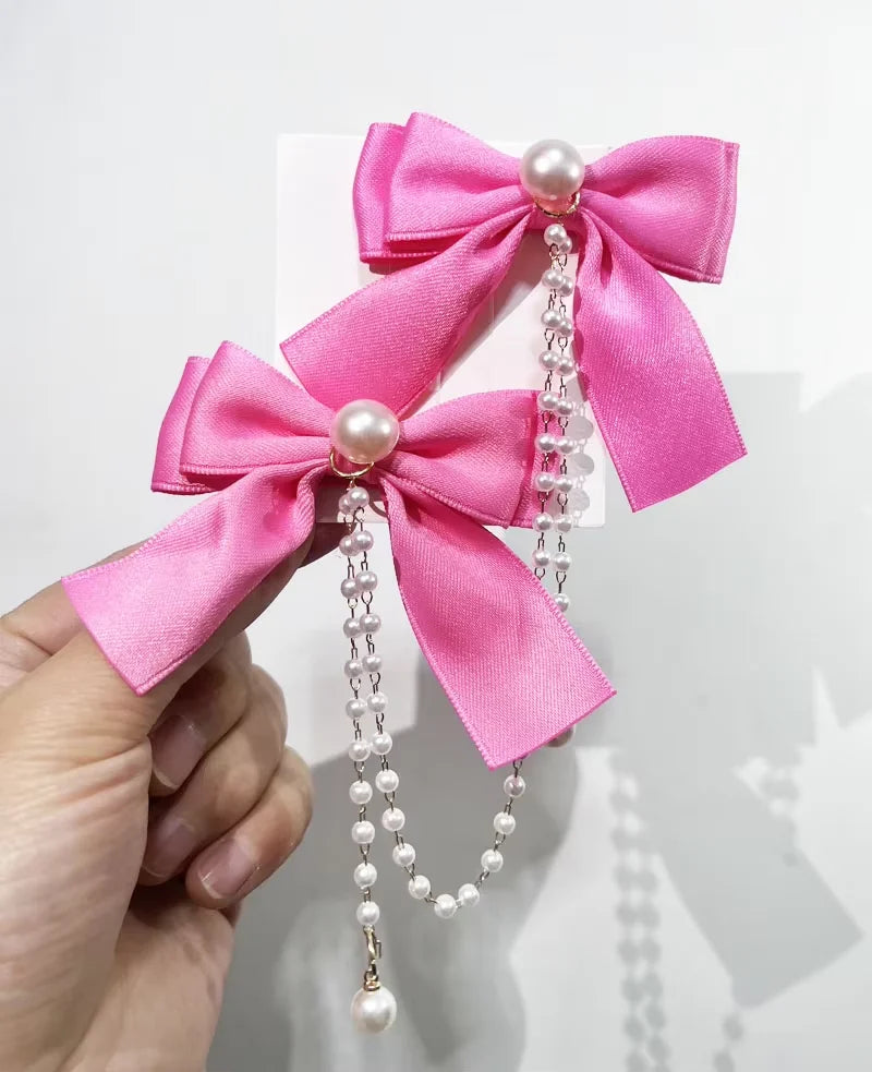 Presilha de Cabelo Laço Princesa com Pérolas – Rosa, Feminina e Infantil