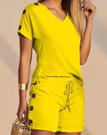 Conjunto Feminino 2 Peças 2025 – Top Assimétrico + Shorts Estampados