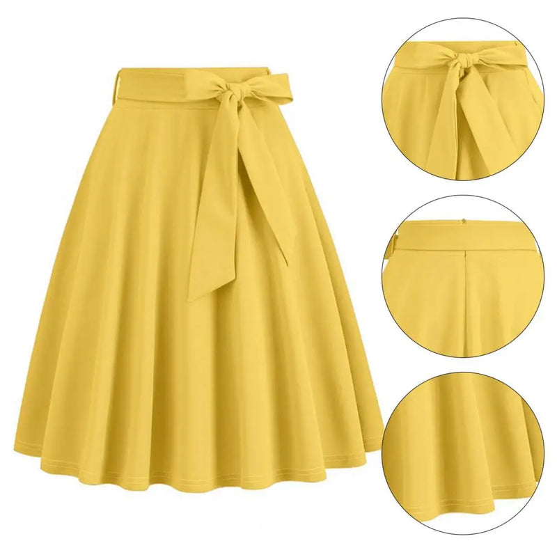 Saia Vintage Feminina – Estilo Swing Pin-Up, Cintura Alta, Casual e Elegante