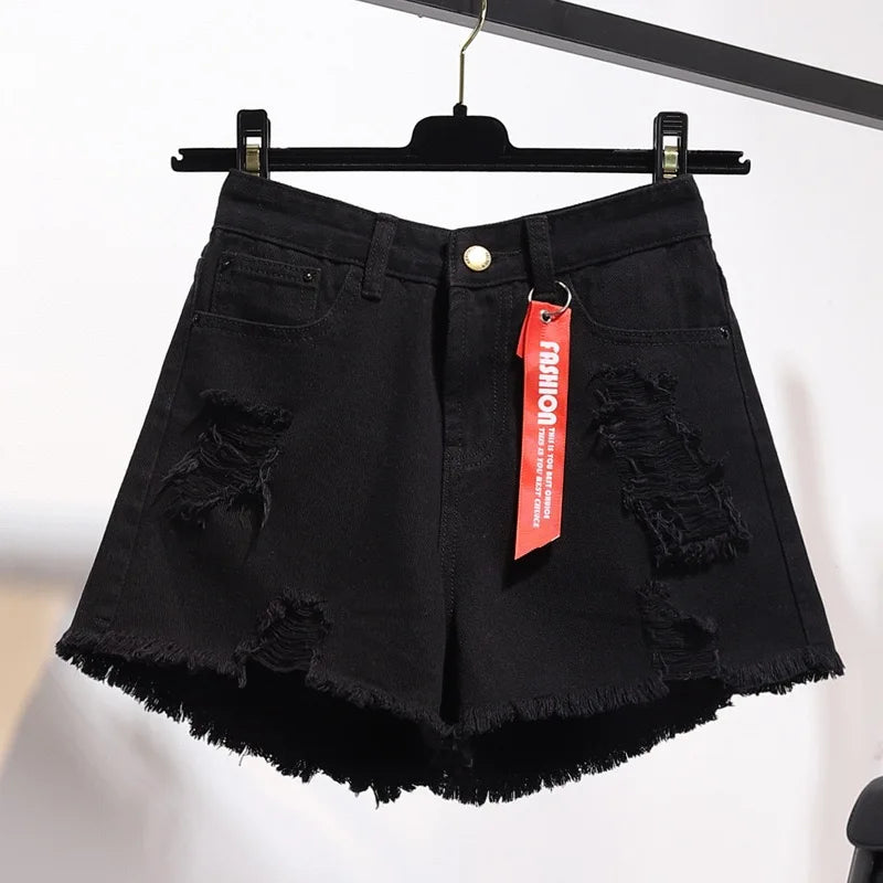 Shorts jeans feminino de verão, estilo casual e streetwear  Cintura alta que valoriza a silhueta feminina