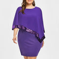 Vestido Feminino Plus Size Outono/Inverno com Ombro Único e Paetês – Estilo Fashion Oversized  Design irregular moderno, perfeito para destacar o corpo  Modelo plus size, confortável e elegante